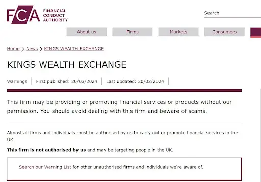 Развод Kings Wealth Exchange