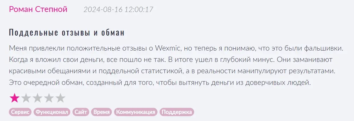 отзывы wexmic.com