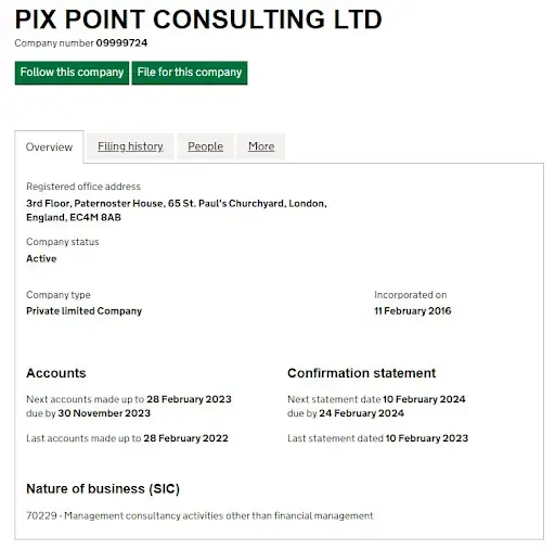 PIX POINT CONSULTING LTD