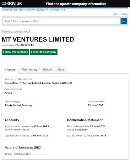  MT VENTURES LIMITED 