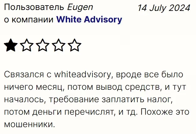 White Advisory отзывы