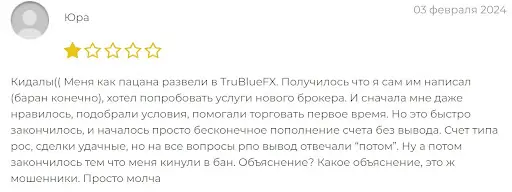 негативные отзывы людей о Trubluefx 